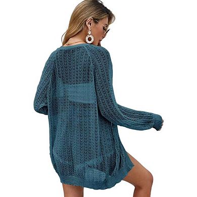 Summer Cardigan Women Lightweight Long Sleeve Solid Color Soft Breathable Cover