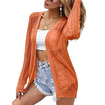 Summer Cardigan Women Lightweight Long Sleeve Solid Color Soft Breathable Cover