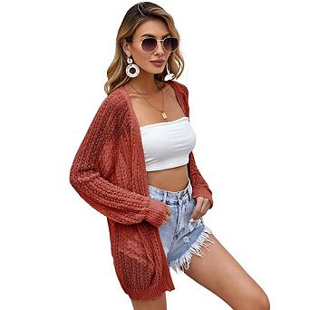 Summer Cardigan Women Lightweight Long Sleeve Solid Color Soft Breathable Cover