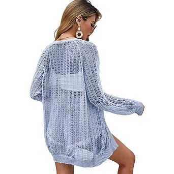 Summer Cardigan Women Lightweight Long Sleeve Solid Color Soft Breathable Cover