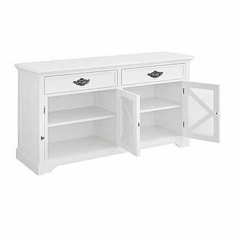 63" Sideboard Buffet Cabinet with Storage Wood Kitchen Storage Cabinet with Charging Station