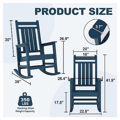 HDPE Rocking Chairs Set of 2, HDPE Oversized Patio Rocking Chairs