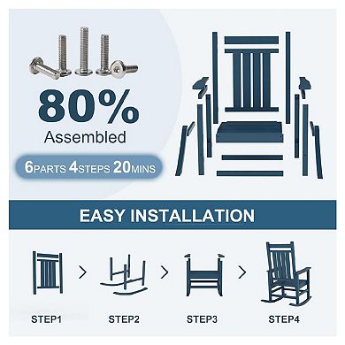 HDPE Rocking Chairs Set of 2, HDPE Oversized Patio Rocking Chairs