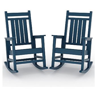 HDPE Rocking Chairs Set of 2, HDPE Oversized Patio Rocking Chairs
