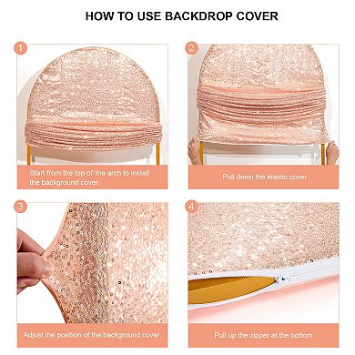 Bling Arch Backdrop Cover, Sequin Wedding Arch Stand Cover With Round Sequins, Zipper Design,6.6FT