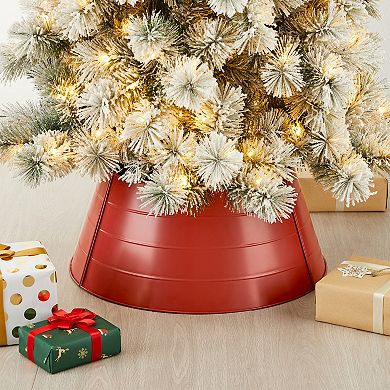 Glitzhome 22" D Hammered Metal Tree Collar, Tree Base Cover Decorative Christmas Tree Ring