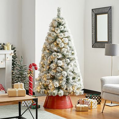 Glitzhome 22" D Hammered Metal Tree Collar, Tree Base Cover Decorative Christmas Tree Ring