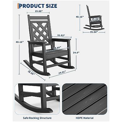 1 PCS Outdoor Rocking Chair, HDPE Patio Rocking Chair for Deck, Pool, Backyard