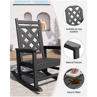 1 PCS Outdoor Rocking Chair, HDPE Patio Rocking Chair for Deck, Pool, Backyard