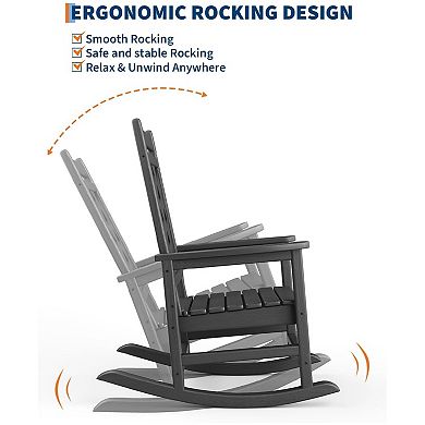 1 PCS Outdoor Rocking Chair, HDPE Patio Rocking Chair for Deck, Pool, Backyard