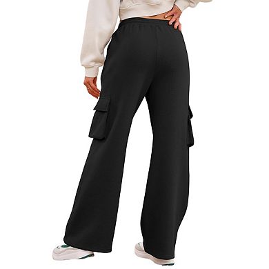 Women High Waisted Drawstring Wide Leg Cargo Pants Casual Baggy Joggers Pants with Pockets