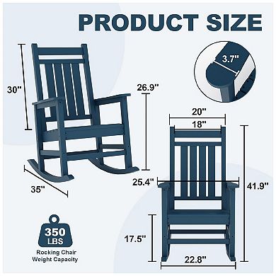 1 Piece Outdoor Rocking Chair, All-Weather Patio Rocking Chairs for Porch, Outdoor Patio Rockers