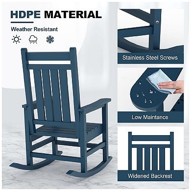 1 Piece Outdoor Rocking Chair, All-Weather Patio Rocking Chairs for Porch, Outdoor Patio Rockers