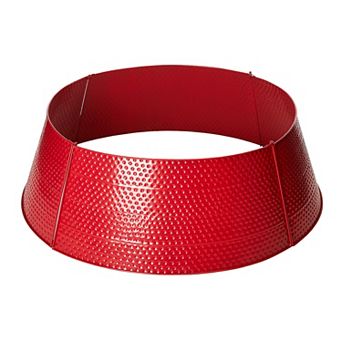 Glitzhome 40.5" D Christmas Hammered Metal Tree Collar, Decorative Tree Stand Cover Tree Ring