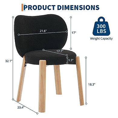 2PCS Modern Vanity Stool with Love-Heart Shaped Backrest, Plush Teddy Upholstery