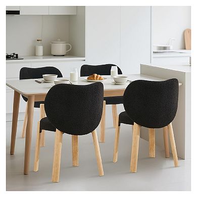 2PCS Modern Vanity Stool with Love-Heart Shaped Backrest, Plush Teddy Upholstery