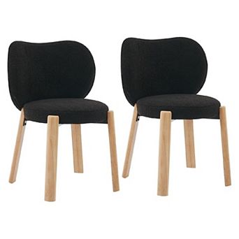 2 pc Modern Vanity Stool with Love-Heart Shaped Backrest, Plush Teddy Upholstery