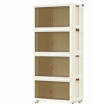4 tier Stackable Storage Cabinet with Door & Wheels