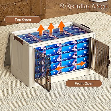 4-Tier Stackable Storage Cabinet with Door & Wheels