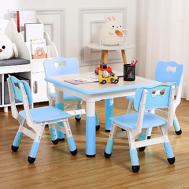 Kids Table and Chairs Set Adjustable Height Toddler Table