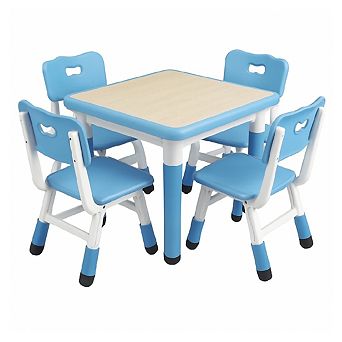 Kids Table and Chairs Set Adjustable Height Toddler Table