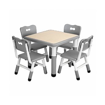 Kids Table and Chairs Set Adjustable Height Toddler Table