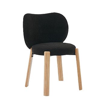 1 pc Modern Vanity Stool with Love-Heart Shaped Backrest, Plush Teddy Upholstery