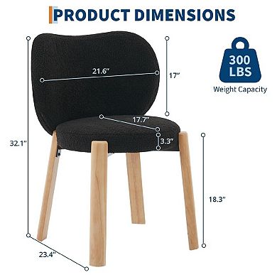 1PCS Modern Vanity Stool with Love-Heart Shaped Backrest, Plush Teddy Upholstery