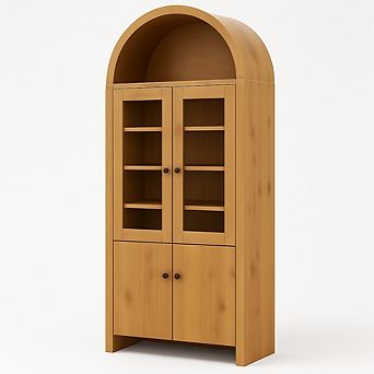 71" Tall Arched Kitchen Pantry Cabinet Modern Farmhouse Kitchen Storage Cabinets