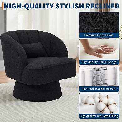 2pcs Swivel Barrel Accent Chair,360 Degree Upholstered Armchair with Striped Backrest&Plush Padding