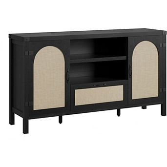 47.2" Buffet Cabinet with Storage, Farmhouse Kitchen Sideboard with Drawer,Rattan Coffee Bar Cabinet