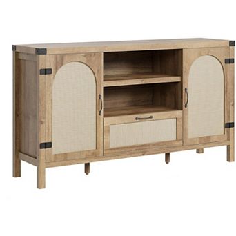 47.2" Buffet Cabinet with Storage, Farmhouse Kitchen Sideboard with Drawer,Rattan Coffee Bar Cabinet