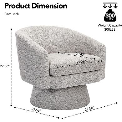Chenille Swivel Accent Chair, 360° Rotating Lounge Chair with Side Pocket Storage for Living Room