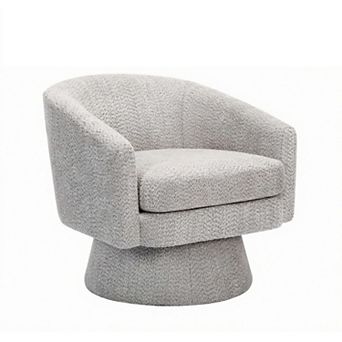 Chenille Swivel Accent Chair, 360° Rotating Lounge Chair with Side Pocket Storage for Living Room