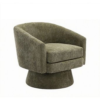 Chenille Swivel Accent Chair, 360° Rotating Lounge Chair with Side Pocket Storage for Living Room