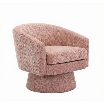 Chenille Swivel Accent Chair, 360° Rotating Lounge Chair with Side Pocket Storage for Living Room