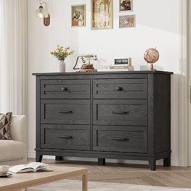 6 Dresser for Bedroom, 47" Wide Drawer Dresser with Storage Freestanding,Wooden Closet Storage Chest