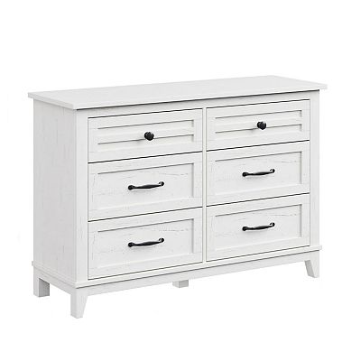 6 Dresser for Bedroom, 47" Wide Drawer Dresser with Storage Freestanding, Wooden Closet Storage - White