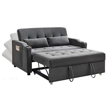 3 in 1 Convertible Sleeper Sofa Bed, Corduroy Futon Couches with Pull-Out Bed, Adjustable Backrest
