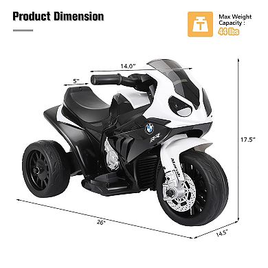 Gymax Kids Ride On Motorcycle BMW Licensed 6V Electric 3 Wheels Bicycle w/ Music&Light