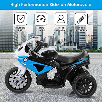 Gymax Kids Ride On Motorcycle BMW Licensed 6V Electric 3 Wheels Bicycle w/ Music&Light
