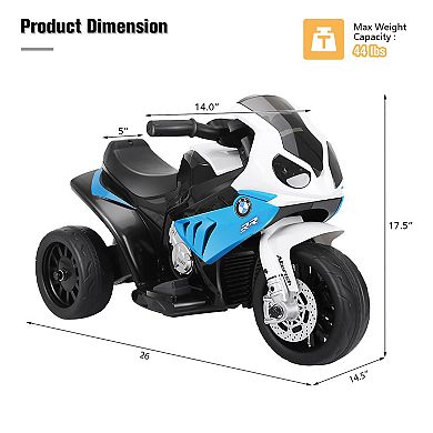 Gymax Kids Ride On Motorcycle BMW Licensed 6V Electric 3 Wheels Bicycle w/ Music&Light