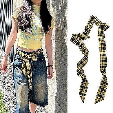 Women's Black & White Striped Tie Belt Y2K Fashion Statement Belt