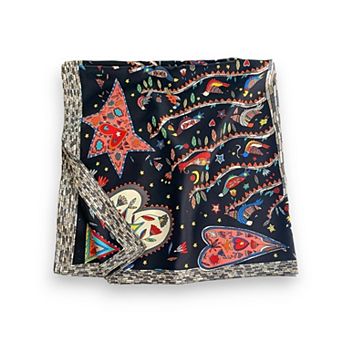 Women's Vibrant Scarf with Whimsical Bohemian Print and Artistic Pattern 35.5×35.5 Inches