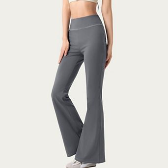 Women's High Waist Flare Active Pants with Stretch Fabric Streamlined Contoured Fit