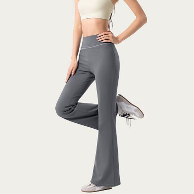 Women's High Waist Flare Active Pants with Stretch Fabric Streamlined Contoured Fit