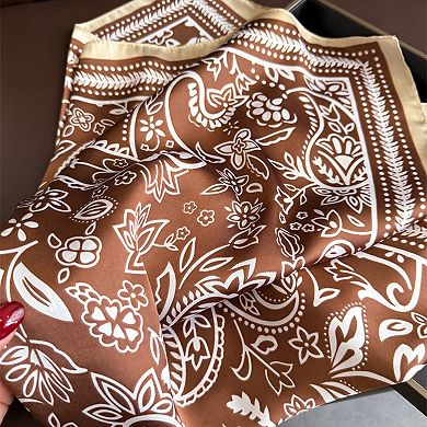 Women's Satin Scarf with Classic Paisley Print 27×27 Inches