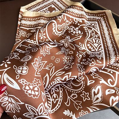 Women's Satin Scarf with Classic Paisley Print 27×27 Inches