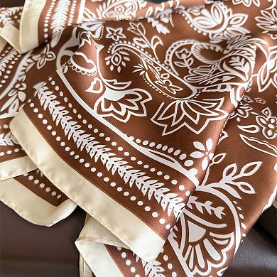 Women's Satin Scarf with Classic Paisley Print 27×27 Inches