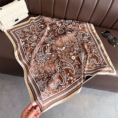 Women's Satin Scarf with Classic Paisley Print 27×27 Inches
